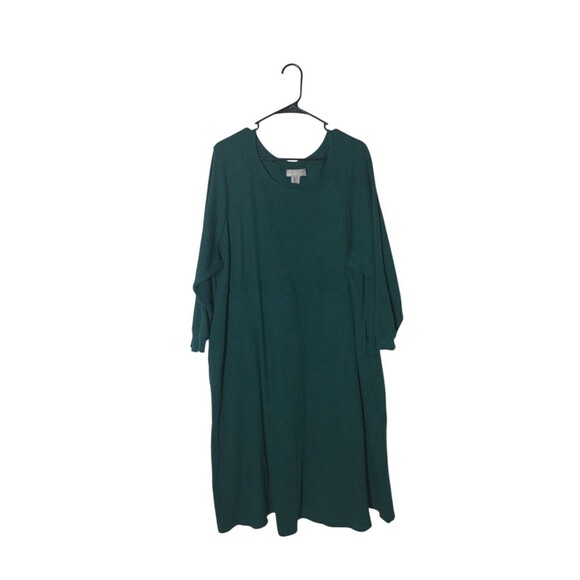 Woman Within Sweater Dress Women's Size 2X Green Cotton Blend Long Sleeve - Picture 1 of 8